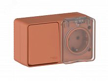 ATN547070 AtlasDesign PROFI IP54 О/У БЛОК: РОЗ. з/к со шт. 16А, ВЫКЛ.1-клав.10А, ТЕРРАКОТОВЫЙ Systeme Electric