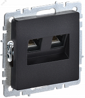 BR-K20-1-K02 Розетка компьютерная двойн. СП RJ45 кат.5E BRITE РК10-2-БрЧ механизм черн. IEK 
