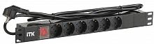 PH12-6D1-P Блок розеток 6-м PDU (немец. станд.) DIN49440 с LED выкл. 1U шнур 2м вилка DIN49441 профиль ПВХ черн. ITK 