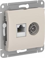 GSL000989 GLOSSA РОЗЕТКА двойная ТВ + компьютерная RJ45, кат. 5Е, МОЛОЧНЫЙ Systeme Electric
