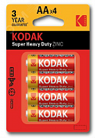 Б0005119 Батарейка R6-4BL SUPER HEAVY DUTY Zinc [KAAHZ-4] (80/400/26400) KODAK 