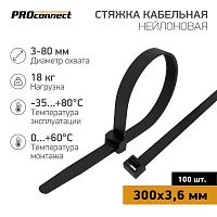 57-0301 Хомут кабельный 3.6х300 нейл. черн. (уп.100шт) PROCONNECT 