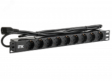 PH22-9D2-P Блок розеток 9 мест PDU (немец. станд.) DIN 49440 ПВХ профиль 1U шнур 2м; вилка IEC 320 C14; черн. ITK 
