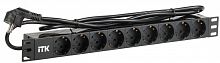 PH22-9D1-P Блок розеток 9 мест PDU (немец. станд.) DIN49440 ПВХ профиль 1U шнур 2м; вилка DIN 49441 (немец. станд.); черн. ITK 