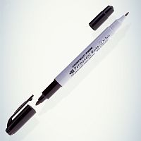 P-800W Маркер перманентный двухсторонний Multi Marker Twin черный, пулевидный, 2мм/1мм Crown  Б0048242