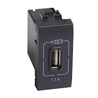 L4285C1 Розетка USB Mosaic 1мод. 1.1А 230/5В антрацит Leg BTC 
