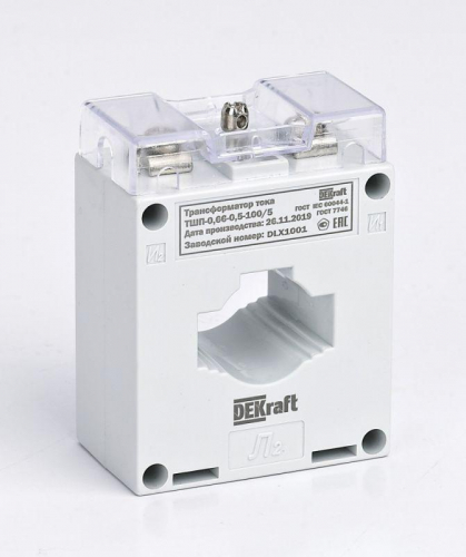 50102DEK Трансформатор тока ТШП-0.66 100/5А кл. точн. 0.5S 5В.А d30мм DEKraft 