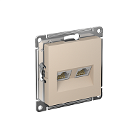 ATN001285 Розетка компьютерная 2-м AtlasDesign RJ45+RJ45 кат.5E механизм песочн. SE 