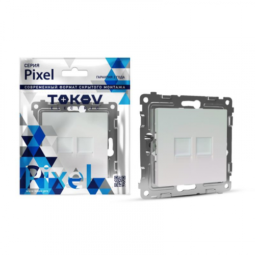 TKE-PX-RC2-C04 Розетка компьютерная 2-м СП Pixel RJ45 кат.5E механизм перламутр. TOKOV ELECTRIC 