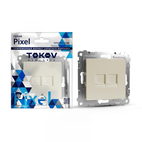 TKE-PX-RC2-C02 Розетка компьютерная 2-м СП Pixel RJ45 кат.5E механизм беж. TOKOV ELECTRIC 