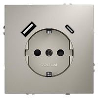 VLS040503 Розетка 1-м СП S70 16А с USB A+С с заземл. защ. шторки механизм кашемир Voltum 