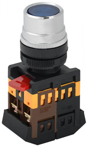 BBT10-ABLF-K07 Кнопка ABLF-22 d22мм 1НО+1НЗ 240В неон син. GENERICA 