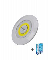 KOC308B Фонарь-подсветка 3Вт COB LED 3xAAA (R03) корпус ABS-пластик самокл. поверхность в комплекте двустор. скотч КОСМОС 