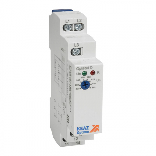 332001 Реле контроля фаз OptiRel D PHS-3-1M-08-PP-2 без настр повышенного/пониженного асимметрии 3Ф 2СО КЭАЗ 
