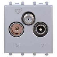 4404532 Розетка телевизионная TV/FM/SAT 2мод. Avanti "Закаленная сталь" DKC 