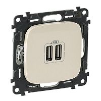 754996 Устройство зарядное Valena Allure с 2-мя USB-разъемами 240В/5В 1500мА с лиц. панелью сл. кость Leg 