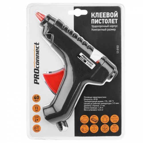 12-0103 Пистолет клеевой 40Вт большой (блист.) PROCONNECT  фото 4
