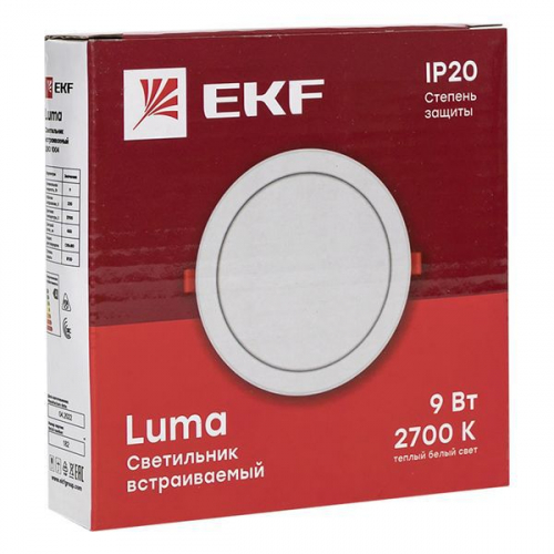 DLL-1004-9-2700 Светильник светодиодный ДВО 1004 9Вт 2700К IP20 встраив. Basic EKF  фото 2