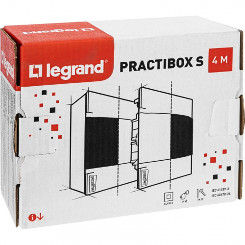134544 Щиток пластиковый встраиваемый Practibox S 1х4 бел. дверь Leg  фото 6
