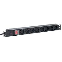 TRP-HPD-LSP-16A-8SH-2MSH Блок PDU TERACOM PRO 19дюйм 1U 16А/250В 8 роз. Schuko с выключат. шнур 2м 3х1.5кв.мм вилка Schuko корпус пластик черн. EKF 