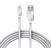 18-7051 Кабель USB-Lightning 1м серебристая нейлоновая оплетка Rexant 