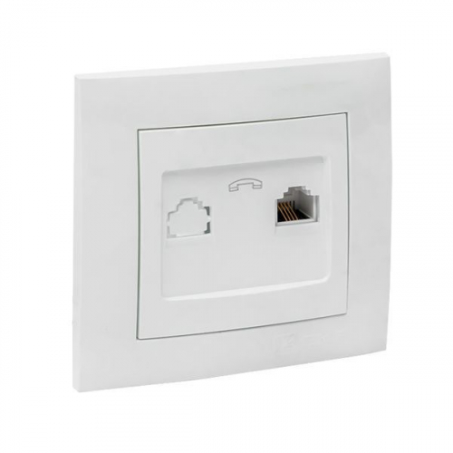 EWT01-034-10 Розетка телефонная 1-м СП Валенсия RJ11 бел. PROxima EKF  фото 3