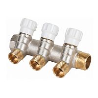 MM.403.0504 Коллектор латунный MVI 3/4"x1/2" 3 вых с регулирующими вентилями