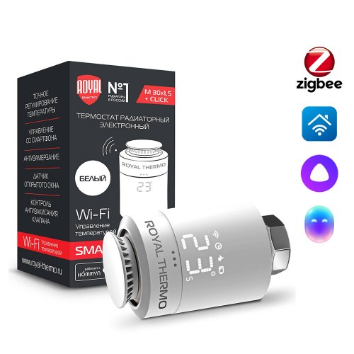 RTE 77.001 Термостат радиаторный электронный ROYAL THERMO Smart Heat, белый
