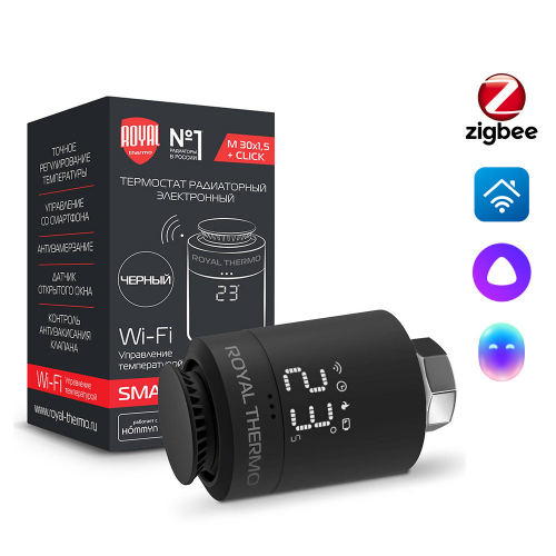 RTE 77.001B Термостат радиаторный электронный ROYAL THERMO Smart Heat, черный