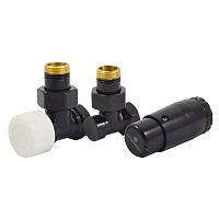 602200056 Ral 9005 Комплект подключения угловой STANDARD MINI 1/2" (Ral 9005) с термоголовкой MINI DIAMANT М30х1,5