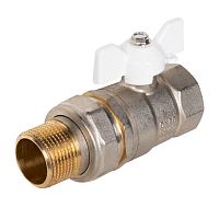 LD 47.316.20 W Кран шаровой латунный LD Pride 47.20.В-ГШ.Б (White) Ду 20 Ру 40 вн-американка, (бабочка)