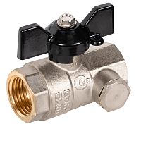 LD 44.394.15 Кран шаровый с дренажем и воздухоотводчиком LD Pride 44.15.В-В.С.Б Ду 15 Ру 40 вн-вн, (бабочка)