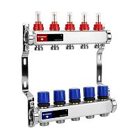 VM15105 Группа коллекторная с расходомерами VARMEGA  ВР 1", на 5 контуров 3/4" EK, нерж. сталь