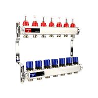 VM15107 Группа коллекторная с расходомерами VARMEGA  ВР 1", на 7 контуров 3/4" EK, нерж. сталь