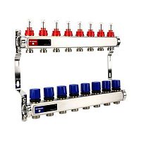 VM15108 Группа коллекторная с расходомерами VARMEGA  ВР 1", на 8 контуров 3/4" EK, нерж. сталь