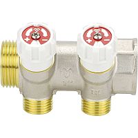 VM14732 Коллектор распределительный VARMEGA с запорными клапанами 1х3/4, 2 выхода, евро конус