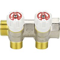 VM14712 Коллектор распределительный VARMEGA с запорными клапанами 3/4 х3/4, 2 выхода, евро конус