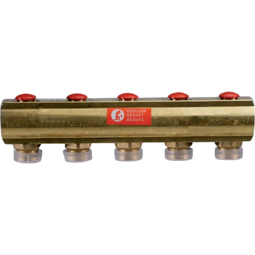 R553SY045 Коллектор Giacomini с отсечными клапанами 1" x 3/4"E /5, 