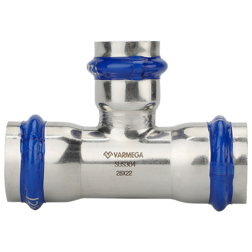 VM719282822 Тройник VARMEGA раструбный Inox Press переходной 28x28x22